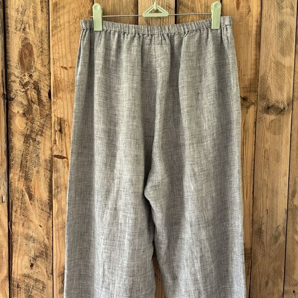 LA Blend Wide Leg Linen Pull On Lagenlook Boho Pants Beaded Sequin Hems Size M - Picture 4 of 14
